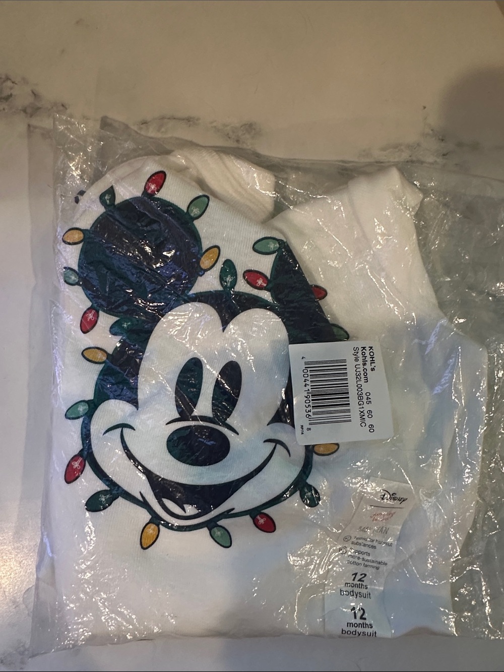Disney White Mickey Mouse Festive Lights Bodysuit